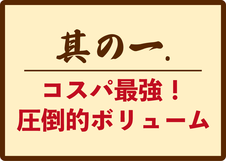 コスパ最強！圧倒的ボリューム